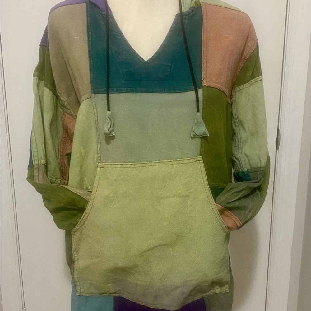 Colorful Patchwork Boho Hoodie - image 1